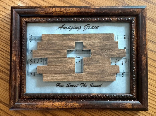 Cross with Amazing Grace background